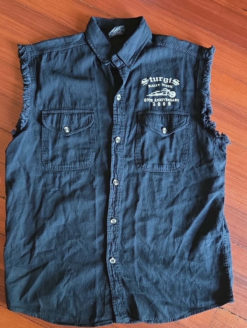 Sturgis 69th Rally Week Black Sleeveless Button-Up Shirt